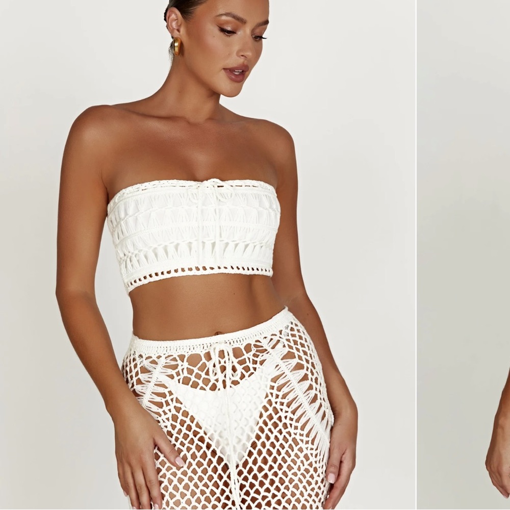 Meshki Bonnie White Crochet Top